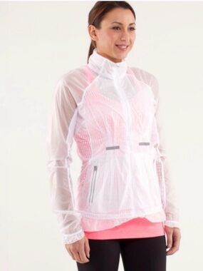 Lululemon Run Wild Jacket Full Zip White Mesh Lace Ruffle Lightweight